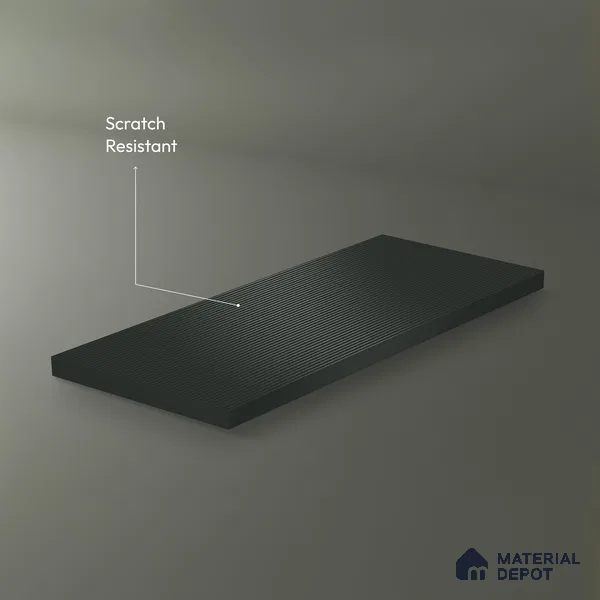 Graphite Gray Fluted Solid Color 1D 05244 Graphite Gray 8 ft x 4 ft High Gloss Finish Acrylic Laminate - 2.3 mm | Suitable for TV Unit,Wardrobe, Kitchen Cabinets