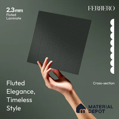 Graphite Gray Fluted Solid Color 1D 05244 Graphite Gray 8 ft x 4 ft High Gloss Finish Acrylic Laminate - 2.3 mm | Suitable for TV Unit,Wardrobe, Kitchen Cabinets