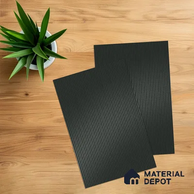 Graphite Gray Fluted Solid Color 1D 05244 Graphite Gray 8 ft x 4 ft High Gloss Finish Acrylic Laminate - 2.3 mm | Suitable for TV Unit,Wardrobe, Kitchen Cabinets