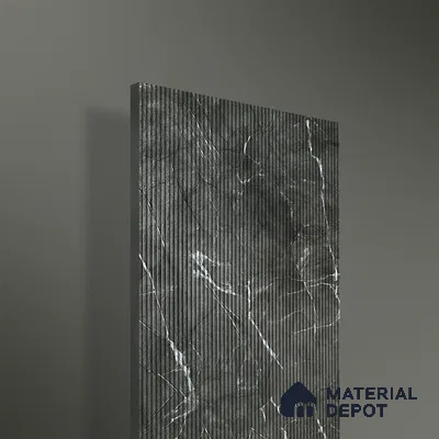 Marble Fluted 1D 05275 Midnight Flutes 8 ft x 4 ft High Gloss Finish Acrylic Laminate - 2.3 mm | Suitable for TV Unit,Wardrobe, Kitchen Cabinets