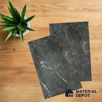 Marble Fluted 1D 05275 Midnight Flutes 8 ft x 4 ft High Gloss Finish Acrylic Laminate - 2.3 mm | Suitable for TV Unit,Wardrobe, Kitchen Cabinets