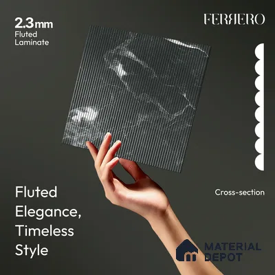 Marble Fluted 1D 05276 Eclipse Veins 8 ft x 4 ft High Gloss Finish Acrylic Laminate - 2.3 mm | Suitable for TV Unit,Wardrobe, Kitchen Cabinets