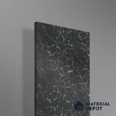 Marble Fluted 1D 05292 Shadow Veins 8 ft x 4 ft High Gloss Finish Acrylic Laminate - 2.3 mm | Suitable for TV Unit,Wardrobe, Kitchen Cabinets