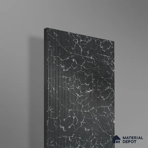 Marble Fluted 1D 05292 Shadow Veins 8 ft x 4 ft High Gloss Finish Acrylic Laminate - 2.3 mm | Suitable for TV Unit,Wardrobe, Kitchen Cabinets
