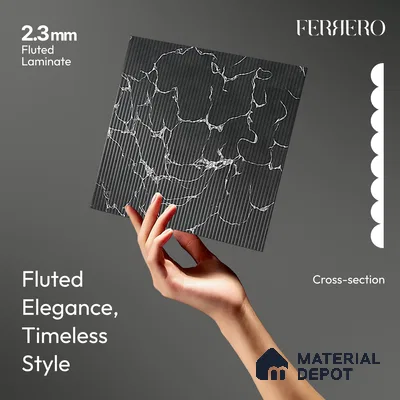 Marble Fluted 1D 05292 Shadow Veins 8 ft x 4 ft High Gloss Finish Acrylic Laminate - 2.3 mm | Suitable for TV Unit,Wardrobe, Kitchen Cabinets