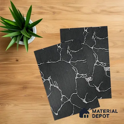 Marble Fluted 1D 05292 Shadow Veins 8 ft x 4 ft High Gloss Finish Acrylic Laminate - 2.3 mm | Suitable for TV Unit,Wardrobe, Kitchen Cabinets
