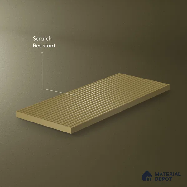 Antique Taupe Fluted Solid Color 1D 05405 Antique Taupe 8 ft x 4 ft High Gloss Finish Acrylic Laminate - 3 mm | Suitable for TV Unit,Wardrobe, Kitchen Cabinets