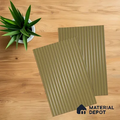 Antique Taupe Fluted Solid Color 1D 05405 Antique Taupe 8 ft x 4 ft High Gloss Finish Acrylic Laminate - 3 mm | Suitable for TV Unit,Wardrobe, Kitchen Cabinets