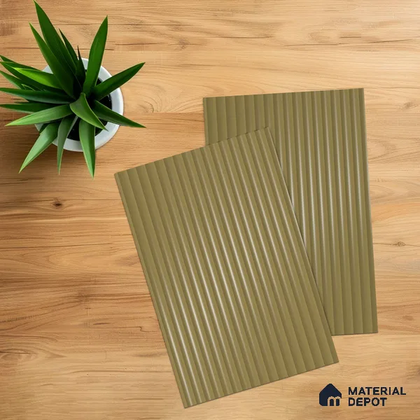Antique Taupe Fluted Solid Color 1D 05405 Antique Taupe 8 ft x 4 ft High Gloss Finish Acrylic Laminate - 3 mm | Suitable for TV Unit,Wardrobe, Kitchen Cabinets