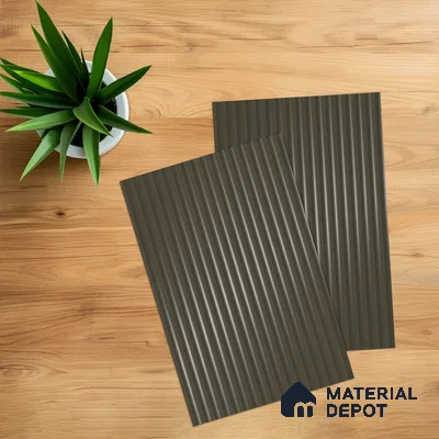 Urban Steel Grey Fluted Solid Color 1D 05410 Urban Steel 8 ft x 4 ft High Gloss Finish Acrylic Laminate - 3 mm | Suitable for TV Unit,Wardrobe, Kitchen Cabinets