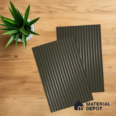 Urban Slate Brown Fluted Solid Color 1D 05414 Urban Slate 8 ft x 4 ft High Gloss Finish Acrylic Laminate - 3 mm | Suitable for TV Unit,Wardrobe, Kitchen Cabinets