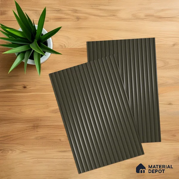 Urban Slate Brown Fluted Solid Color 1D 05414 Urban Slate 8 ft x 4 ft High Gloss Finish Acrylic Laminate - 3 mm | Suitable for TV Unit,Wardrobe, Kitchen Cabinets