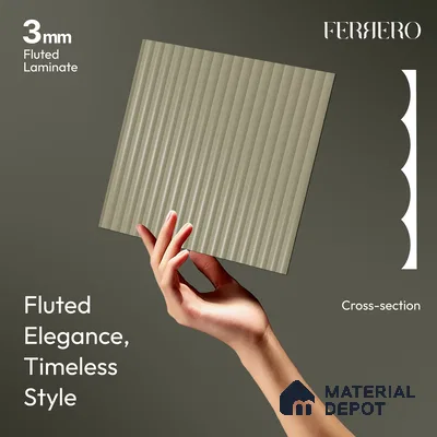 Lavender Fog Grey Fluted Solid Color 1D 05408 Lavender Fog 8 ft x 4 ft High Gloss Finish Acrylic Laminate - 3 mm | Suitable for TV Unit,Wardrobe, Kitchen Cabinets