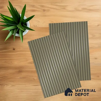 Lavender Fog Grey Fluted Solid Color 1D 05408 Lavender Fog 8 ft x 4 ft High Gloss Finish Acrylic Laminate - 3 mm | Suitable for TV Unit,Wardrobe, Kitchen Cabinets