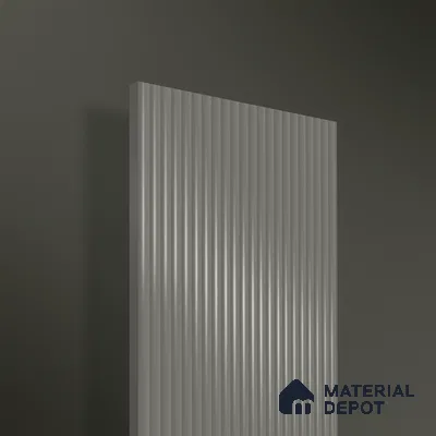 Foggy Grey Fluted Solid Color 1D 05409 Foggy Sky 8 ft x 4 ft High Gloss Finish Acrylic Laminate - 3 mm | Suitable for TV Unit,Wardrobe, Kitchen Cabinets