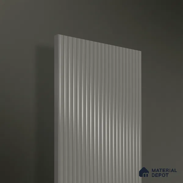 Foggy Grey Fluted Solid Color 1D 05409 Foggy Sky 8 ft x 4 ft High Gloss Finish Acrylic Laminate - 3 mm | Suitable for TV Unit,Wardrobe, Kitchen Cabinets