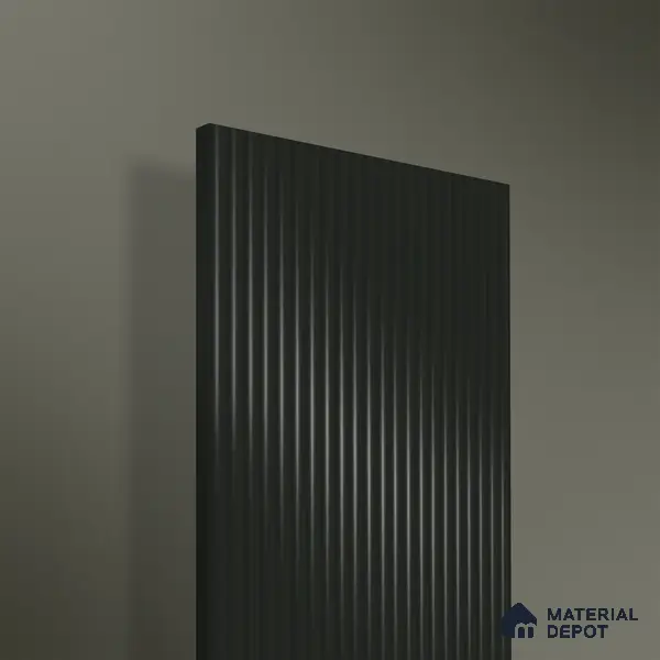 Urban Shadow Black Fluted Solid Color 1D 05411 Urban Shadow 8 ft x 4 ft High Gloss Finish Acrylic Laminate - 3 mm | Suitable for TV Unit,Wardrobe, Kitchen Cabinets