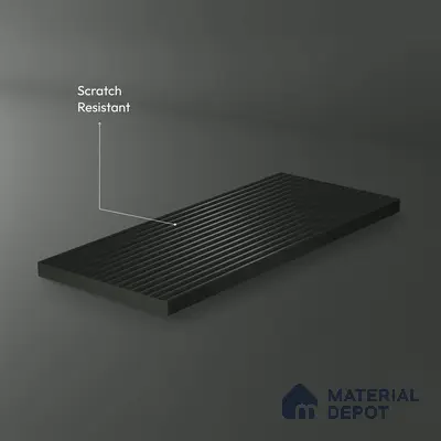 Urban Shadow Black Fluted Solid Color 1D 05411 Urban Shadow 8 ft x 4 ft High Gloss Finish Acrylic Laminate - 3 mm | Suitable for TV Unit,Wardrobe, Kitchen Cabinets