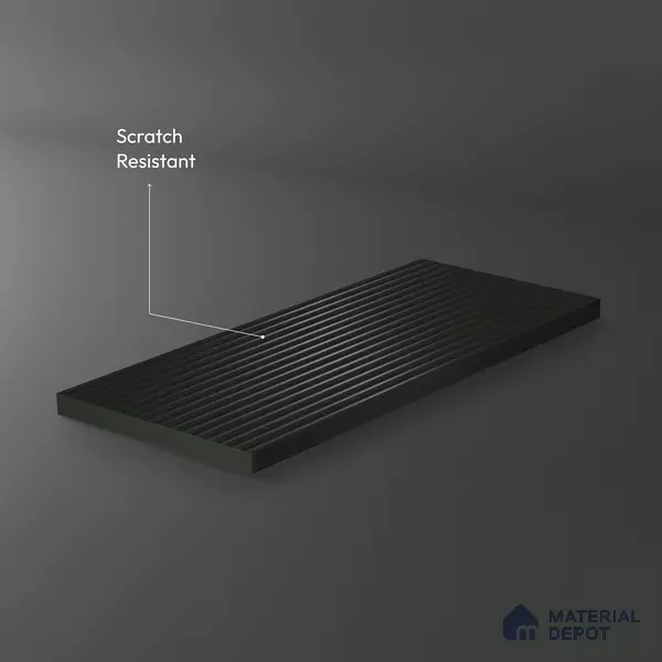 Urban Shadow Black Fluted Solid Color 1D 05411 Urban Shadow 8 ft x 4 ft High Gloss Finish Acrylic Laminate - 3 mm | Suitable for TV Unit,Wardrobe, Kitchen Cabinets