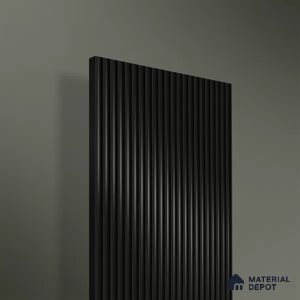 Jet Black Fluted Solid Color 1D 05423 Granite 8 ft x 4 ft High Gloss Finish Acrylic Laminate - 3 mm | Suitable for TV Unit,Wardrobe, Kitchen Cabinets