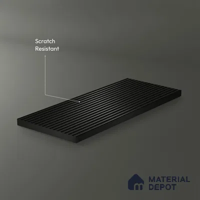 Jet Black Fluted Solid Color 1D 05423 Granite 8 ft x 4 ft High Gloss Finish Acrylic Laminate - 3 mm | Suitable for TV Unit,Wardrobe, Kitchen Cabinets