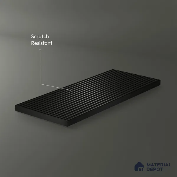 Jet Black Fluted Solid Color 1D 05423 Granite 8 ft x 4 ft High Gloss Finish Acrylic Laminate - 3 mm | Suitable for TV Unit,Wardrobe, Kitchen Cabinets