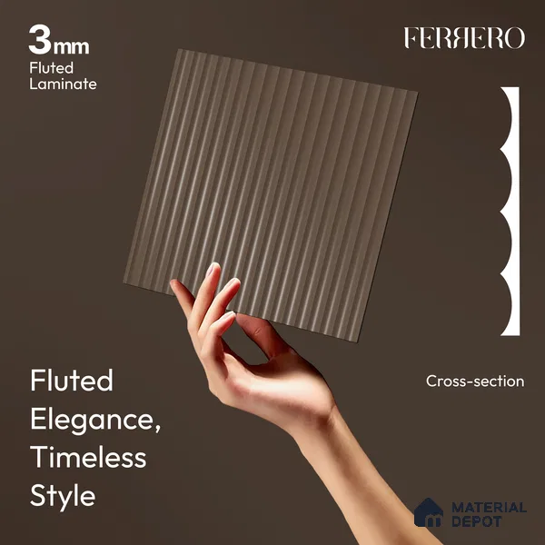 Ferrero 1D 05418 Vintage Plum 8 ft x 4 ft High Gloss Finish Fluted Acrylic Laminate - 3 mm | Suitable for Bedroom, TV Unit, Wardrobe, Kitchen Cabinet