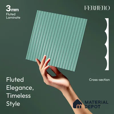 Misty Blue Fluted Solid Color 1D 05419 Misty Horizon 8 ft x 4 ft High Gloss Finish Acrylic Laminate - 3 mm | Suitable for TV Unit,Wardrobe, Kitchen Cabinets
