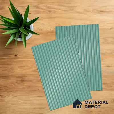 Misty Blue Fluted Solid Color 1D 05419 Misty Horizon 8 ft x 4 ft High Gloss Finish Acrylic Laminate - 3 mm | Suitable for TV Unit,Wardrobe, Kitchen Cabinets