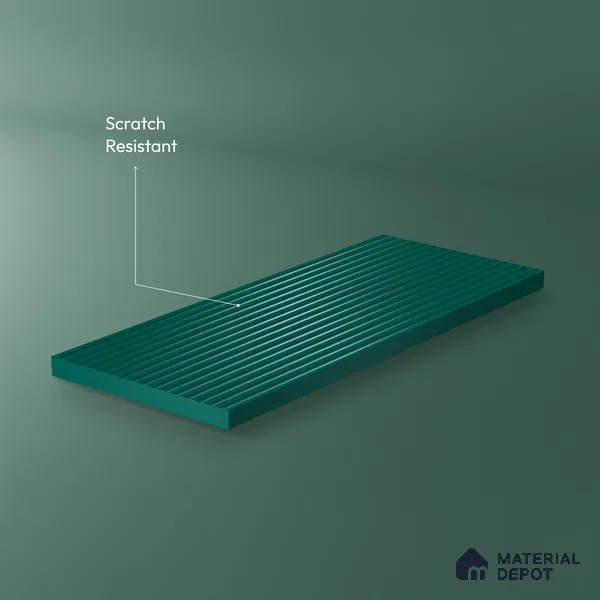 Ferrero 1D 05420 Deep Teal 8 ft x 4 ft High Gloss Finish Fluted Acrylic Laminate - 3 mm | Suitable for Bedroom, TV Unit, Wardrobe, Kitchen