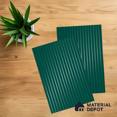 Ferrero 1D 05420 Deep Teal 8 ft x 4 ft High Gloss Finish Fluted Acrylic Laminate - 3 mm | Suitable for Bedroom, TV Unit, Wardrobe, Kitchen