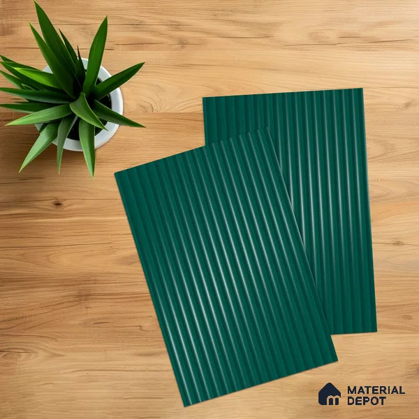 Ferrero 1D 05420 Deep Teal 8 ft x 4 ft High Gloss Finish Fluted Acrylic Laminate - 3 mm | Suitable for Bedroom, TV Unit, Wardrobe, Kitchen