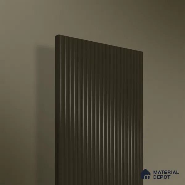 Cocoa Brown Fluted Solid Color 1D 05440 Cocoa Ember 8 ft x 4 ft High Gloss Finish Acrylic Laminate - 3 mm | Suitable for TV Unit,Wardrobe, Kitchen Cabinets