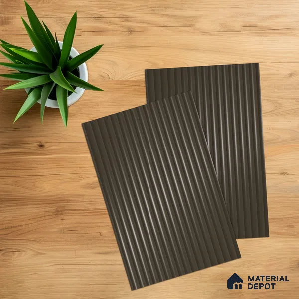 Cocoa Brown Fluted Solid Color 1D 05440 Cocoa Ember 8 ft x 4 ft High Gloss Finish Acrylic Laminate - 3 mm | Suitable for TV Unit,Wardrobe, Kitchen Cabinets