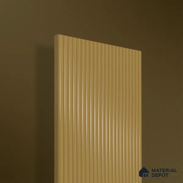Camel Brown Fluted Solid Color 1D 05439 Camel Glow 8 ft x 4 ft High Gloss Finish Acrylic Laminate - 3 mm | Suitable for TV Unit,Wardrobe, Kitchen Cabinets