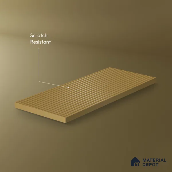 Camel Brown Fluted Solid Color 1D 05439 Camel Glow 8 ft x 4 ft High Gloss Finish Acrylic Laminate - 3 mm | Suitable for TV Unit,Wardrobe, Kitchen Cabinets