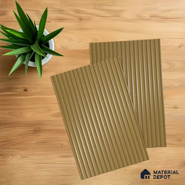 Camel Brown Fluted Solid Color 1D 05439 Camel Glow 8 ft x 4 ft High Gloss Finish Acrylic Laminate - 3 mm | Suitable for TV Unit,Wardrobe, Kitchen Cabinets