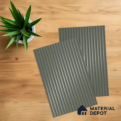 Slate Grey Fluted Solid Color 1D 05441 Slate Cloud 8 ft x 4 ft High Gloss Finish Acrylic Laminate - 3 mm | Suitable for TV Unit,Wardrobe, Kitchen Cabinets