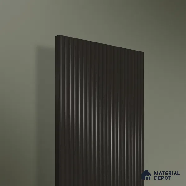 Graphite Black Fluted Solid Color 1D 05443 Graphite Drift 8 ft x 4 ft High Gloss Finish Acrylic Laminate - 3 mm | Suitable for TV Unit,Wardrobe, Kitchen Cabinets