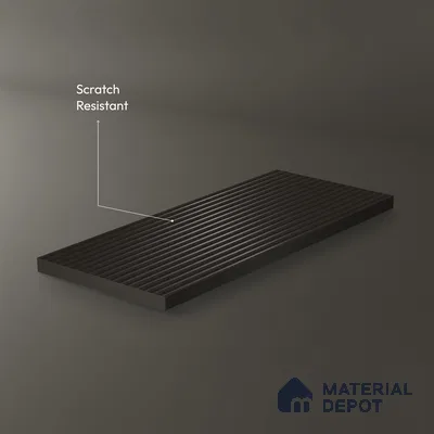 Graphite Black Fluted Solid Color 1D 05443 Graphite Drift 8 ft x 4 ft High Gloss Finish Acrylic Laminate - 3 mm | Suitable for TV Unit,Wardrobe, Kitchen Cabinets