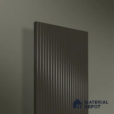 Charcoal Grey Fluted Solid Color 1D 05442 Ash Taupe 8 ft x 4 ft High Gloss Finish Acrylic Laminate - 3 mm | Suitable for TV Unit,Wardrobe, Kitchen Cabinets