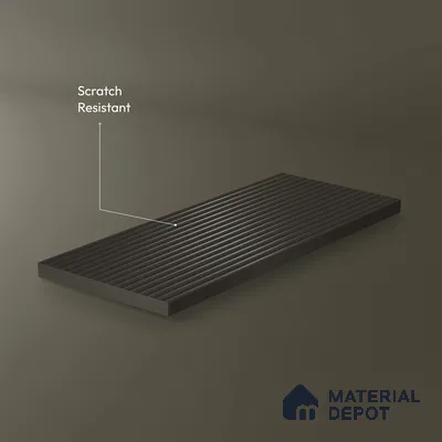 Charcoal Grey Fluted Solid Color 1D 05442 Ash Taupe 8 ft x 4 ft High Gloss Finish Acrylic Laminate - 3 mm | Suitable for TV Unit,Wardrobe, Kitchen Cabinets