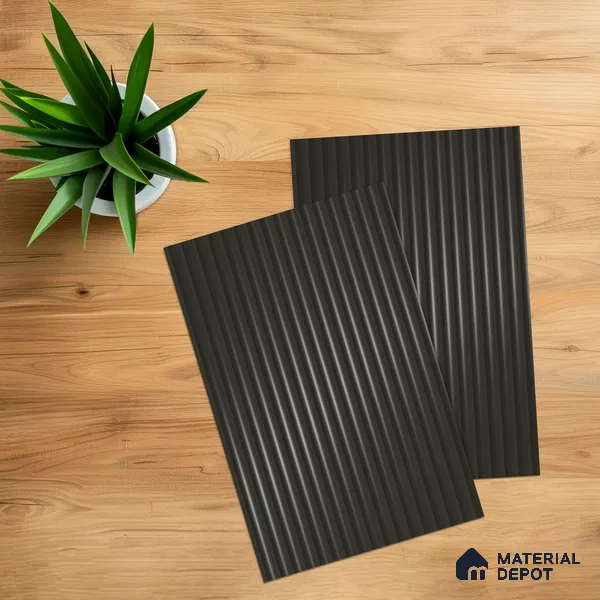 Charcoal Grey Fluted Solid Color 1D 05442 Ash Taupe 8 ft x 4 ft High Gloss Finish Acrylic Laminate - 3 mm | Suitable for TV Unit,Wardrobe, Kitchen Cabinets