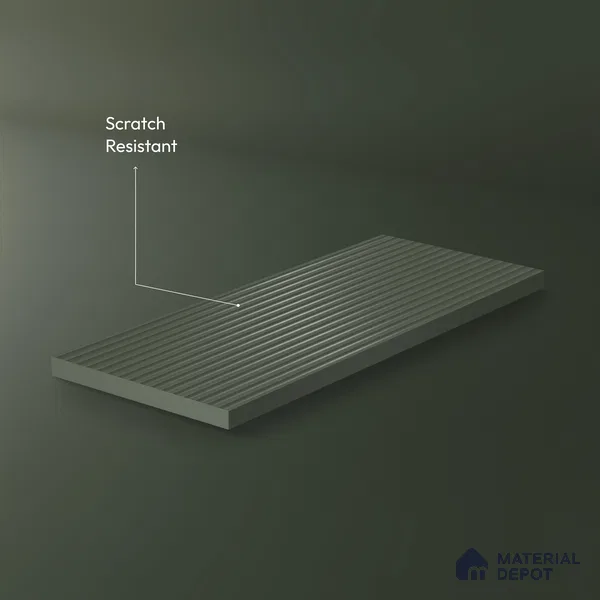 Shadow Slate Grey Fluted Solid Color 1D 05451 Shadow Slate 8 ft x 4 ft High Gloss Finish Acrylic Laminate - 3 mm | Suitable for TV Unit,Wardrobe, Kitchen Cabinets