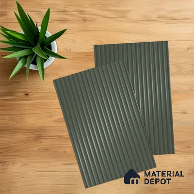 Shadow Slate Grey Fluted Solid Color 1D 05451 Shadow Slate 8 ft x 4 ft High Gloss Finish Acrylic Laminate - 3 mm | Suitable for TV Unit,Wardrobe, Kitchen Cabinets