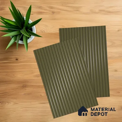 Charcoal Bark Brown Fluted Solid Color 1D 05452 Charcoal Bark 8 ft x 4 ft High Gloss Finish Acrylic Laminate - 3 mm | Suitable for TV Unit,Wardrobe, Kitchen Cabinets