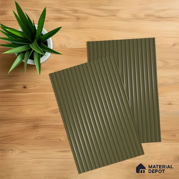 Charcoal Bark Brown Fluted Solid Color 1D 05452 Charcoal Bark 8 ft x 4 ft High Gloss Finish Acrylic Laminate - 3 mm | Suitable for TV Unit,Wardrobe, Kitchen Cabinets