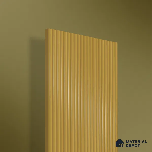 Amber Gold Fluted Solid Color 1D 05454 Amber Dune 8 ft x 4 ft High Gloss Finish Acrylic Laminate - 3 mm | Suitable for TV Unit,Wardrobe, Kitchen Cabinets