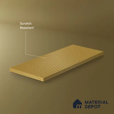 Amber Gold Fluted Solid Color 1D 05454 Amber Dune 8 ft x 4 ft High Gloss Finish Acrylic Laminate - 3 mm | Suitable for TV Unit,Wardrobe, Kitchen Cabinets