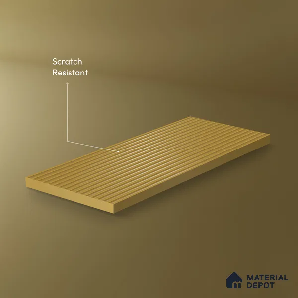 Amber Gold Fluted Solid Color 1D 05454 Amber Dune 8 ft x 4 ft High Gloss Finish Acrylic Laminate - 3 mm | Suitable for TV Unit,Wardrobe, Kitchen Cabinets